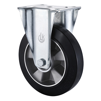Best Heavy Duty Black Elastic Rubber Fixed Castors 200mm Load 500kg